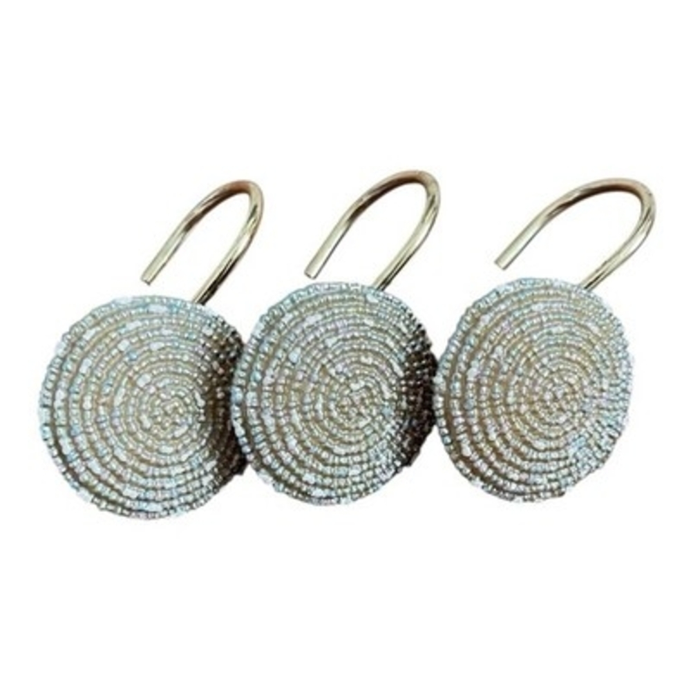 Decorative Shower Curtain Hooks Stainless Steel WhiteShower Hangers for Bathroom